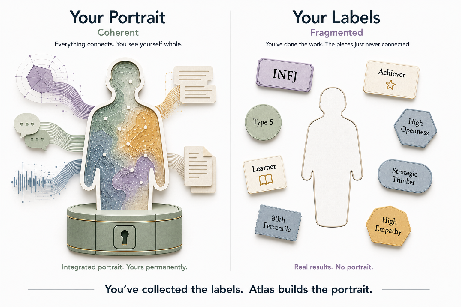 Your portrait, coherent — your labels, fragmented